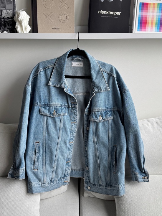 Mango Jackets & Blazers - Mango Light Blue Denim Jacket - women's Casual Oversized Trucker